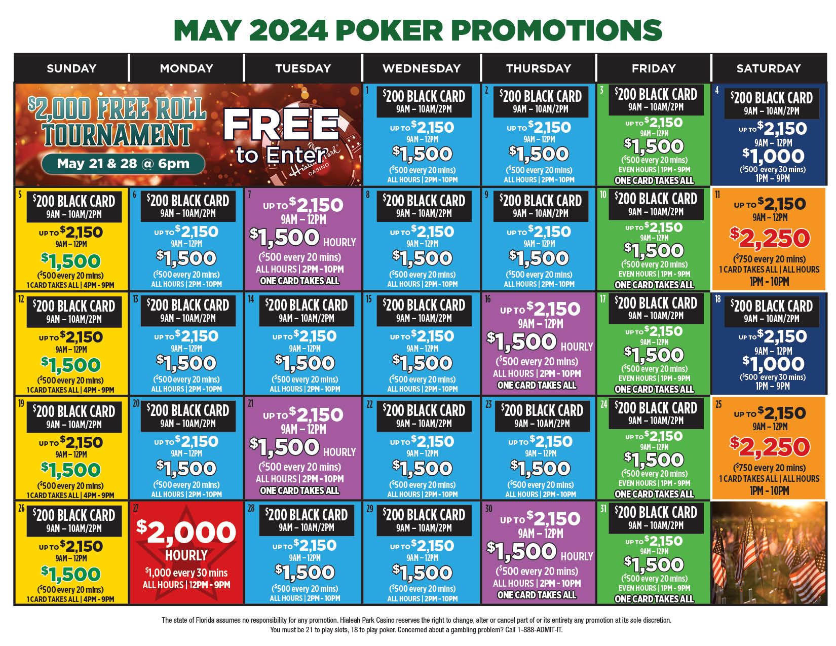 May Poker Calendar