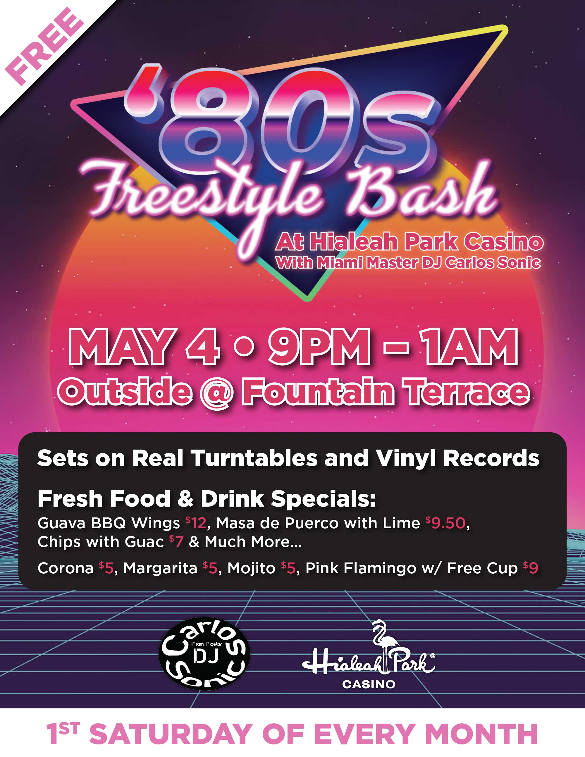 '80s Freestyle Bash at Hialeah Park Casino with Miami Master DJ Carlos Sonic