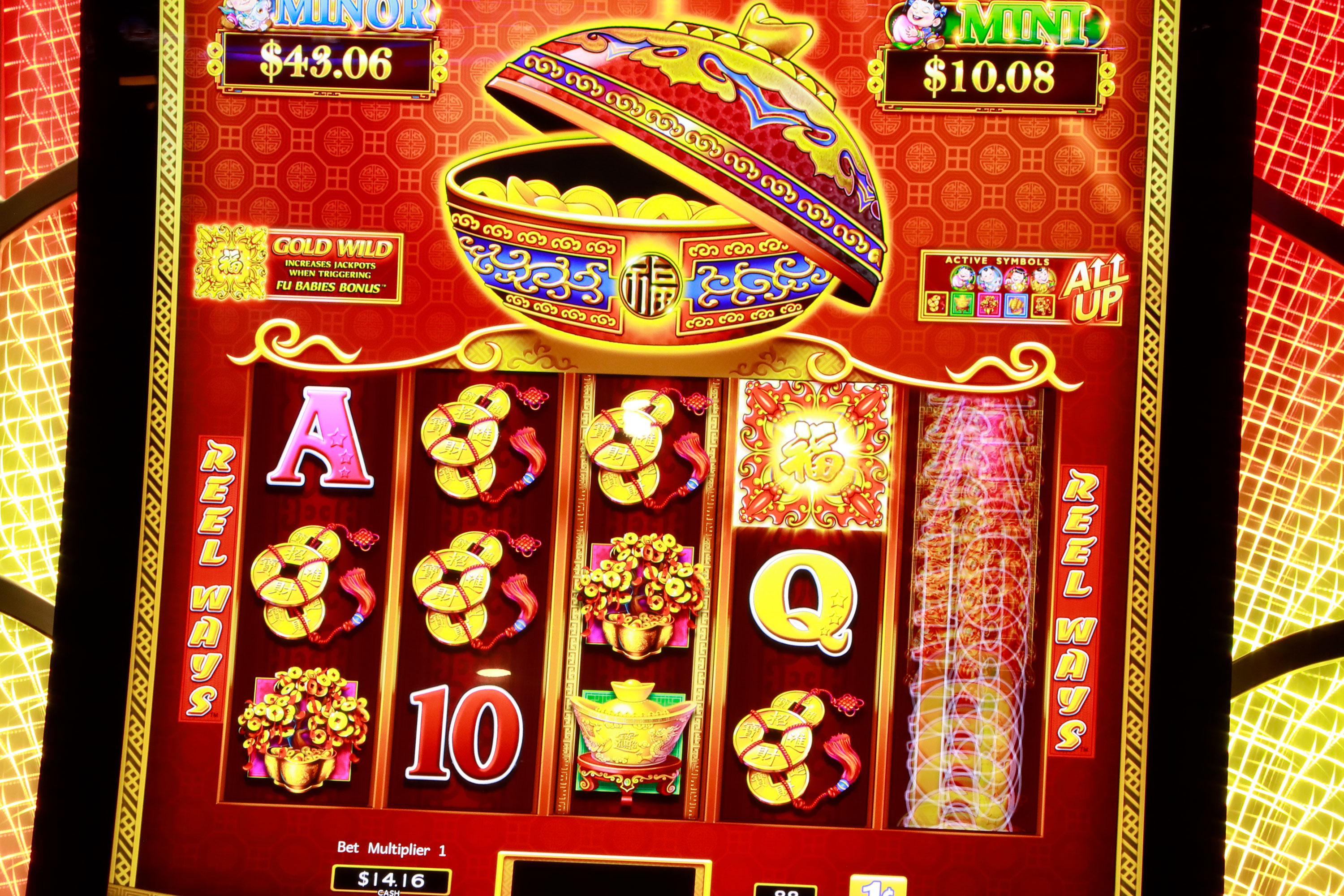 Close-up shot of slot machine