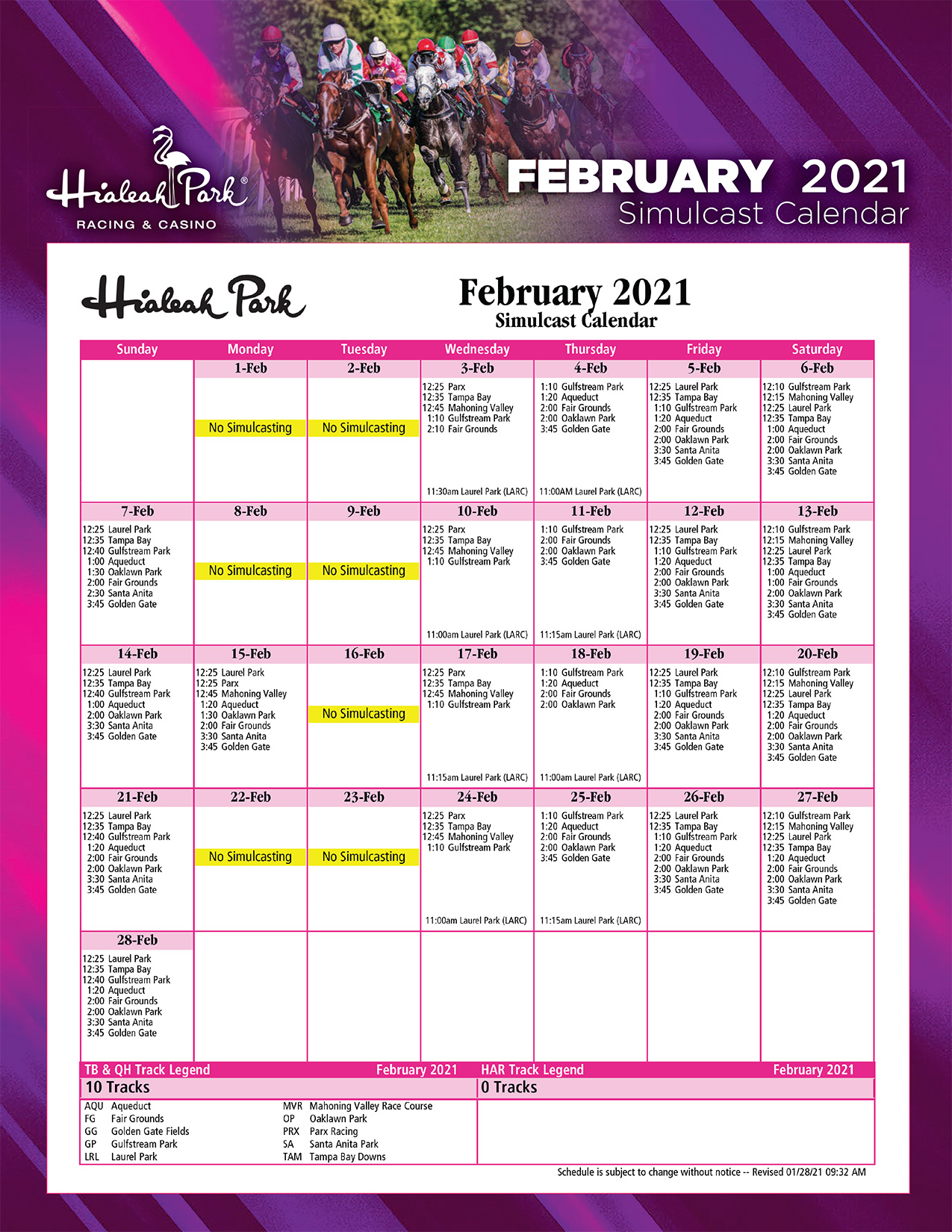 Simulcast Calendar Hialeah Park Casino