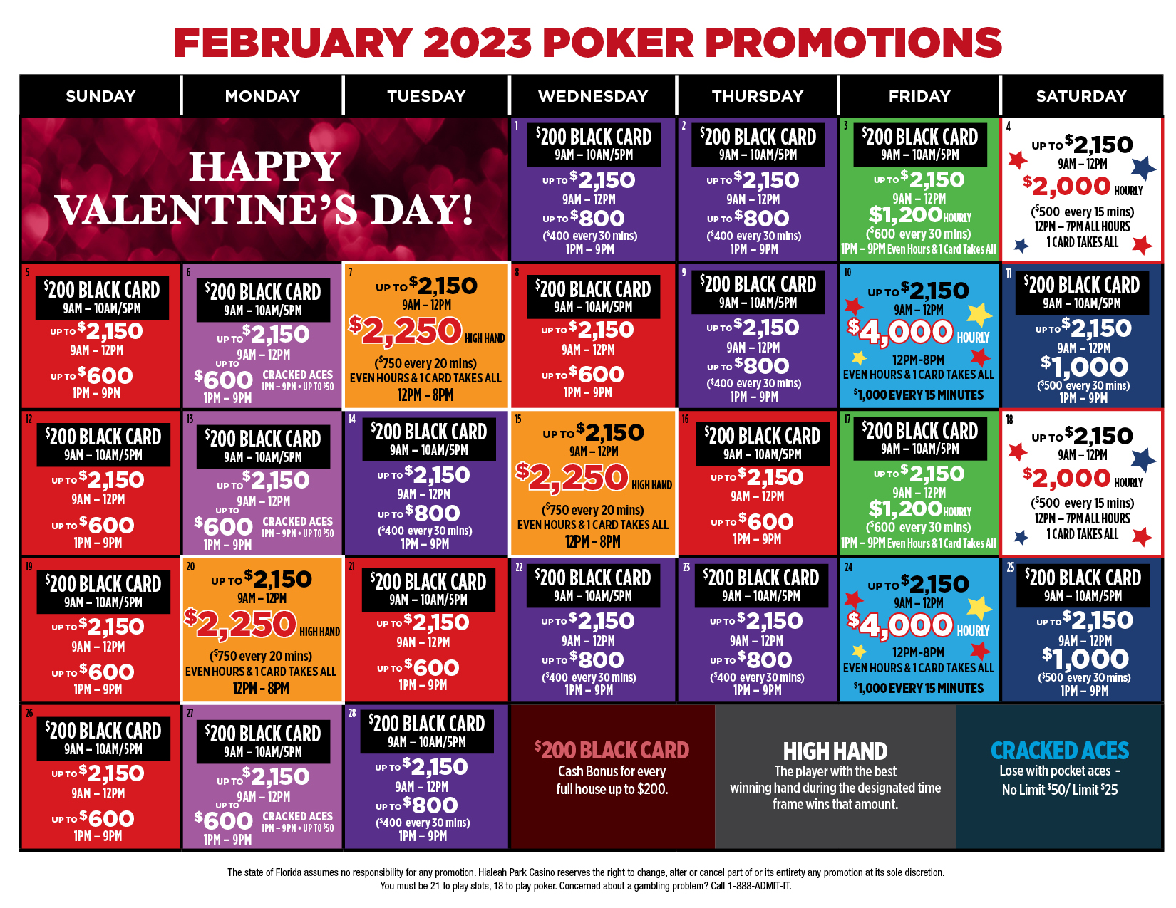 February Poker Calendar