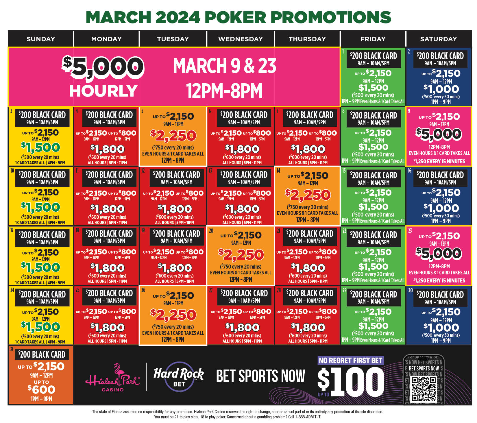 March Poker Calendar