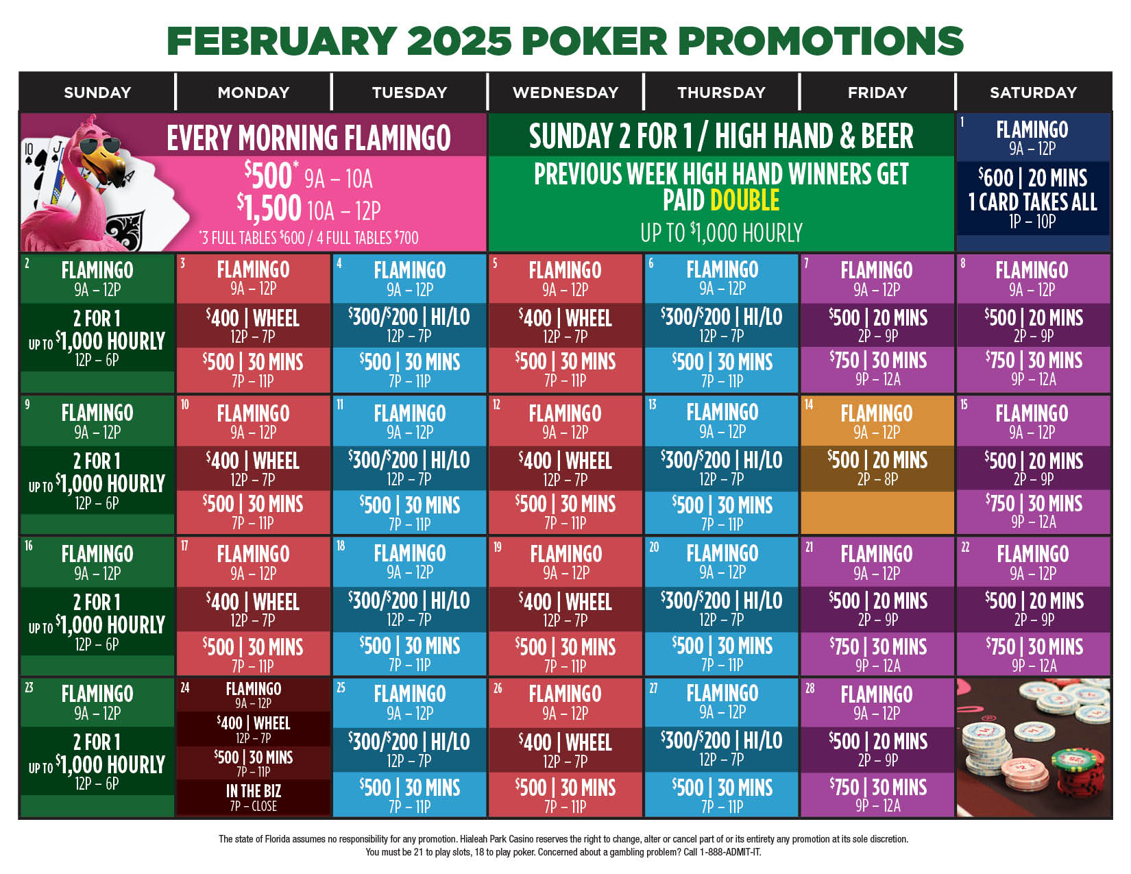 February Poker Calendar