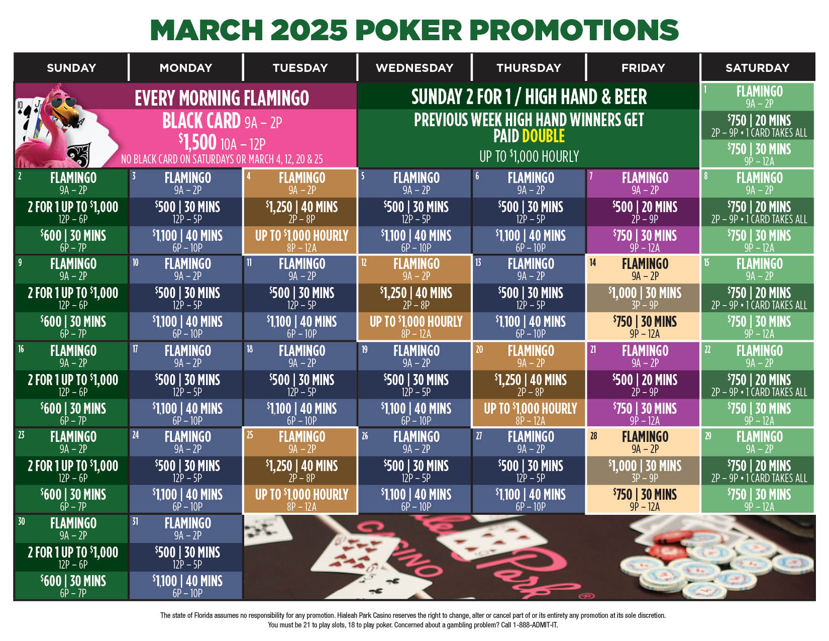 March Poker Calendar