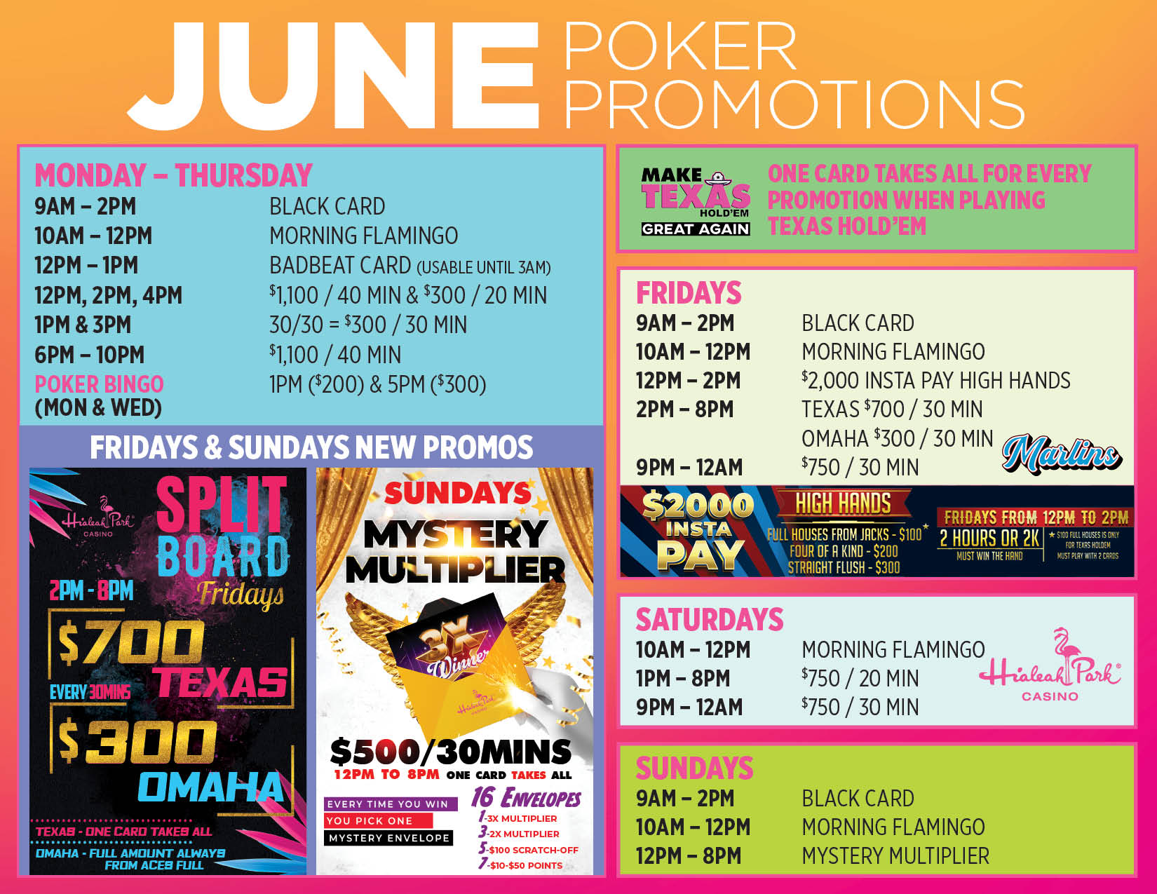 June Poker Calendar