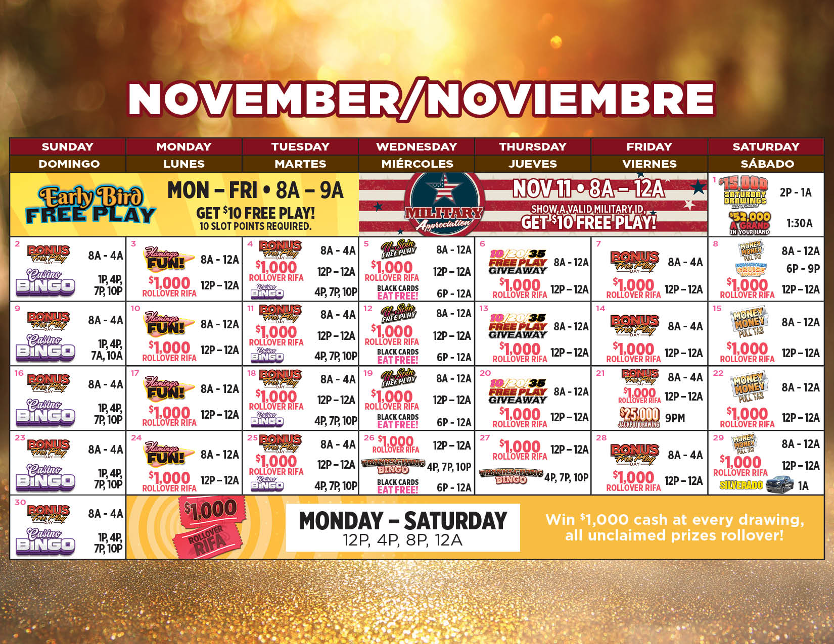 November Slot Calendar