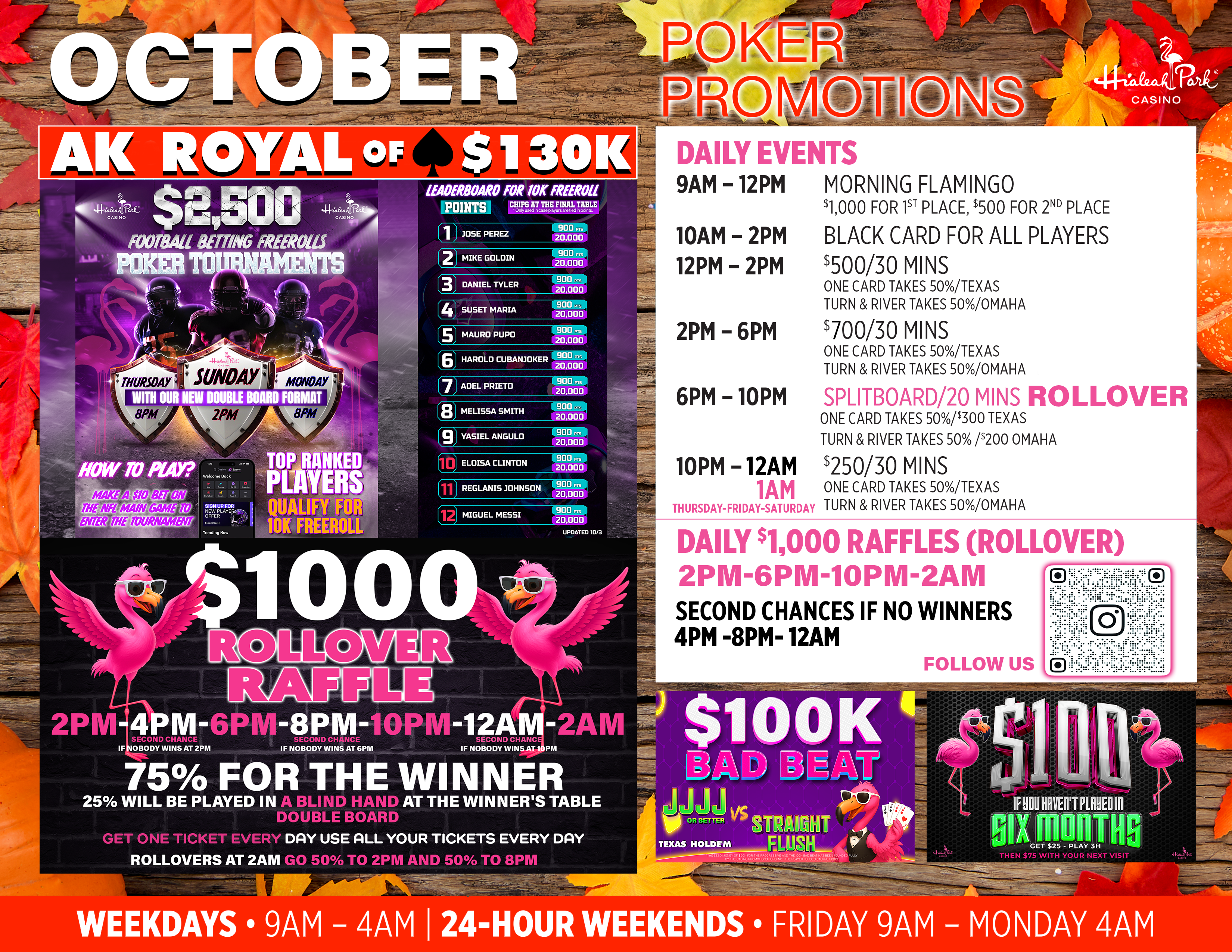 October Poker Calendar