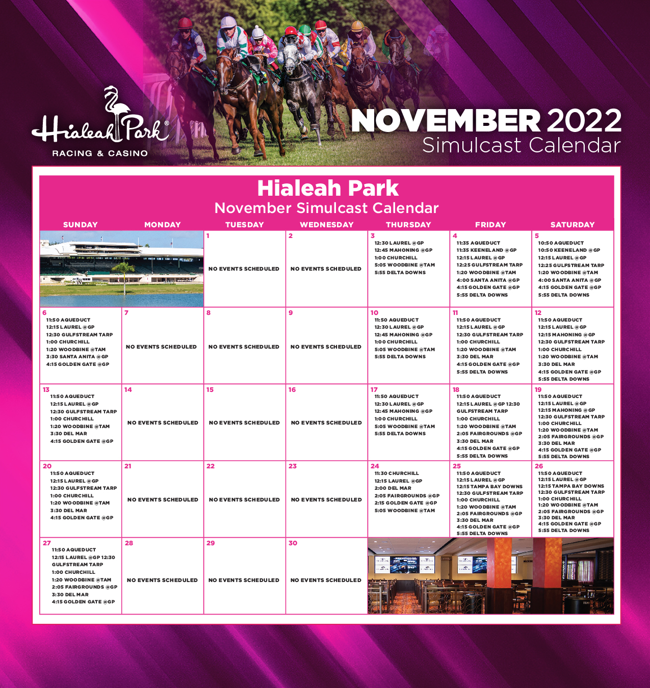 November Simulcast Calendar